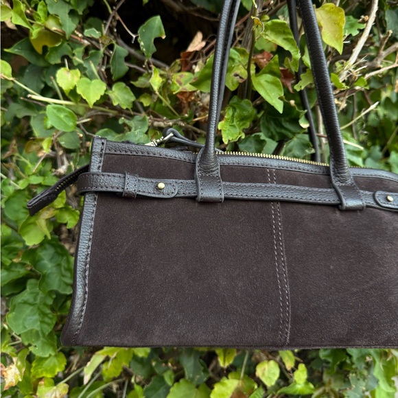 NWT Suede Genuine Leather Chocolate Dark Brown East West Bag Made in India New - Picture 13 of 15